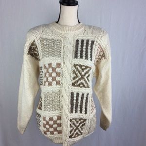 VTG Dead Stock Needles & Yarn Cable Knit Cream Sweater M